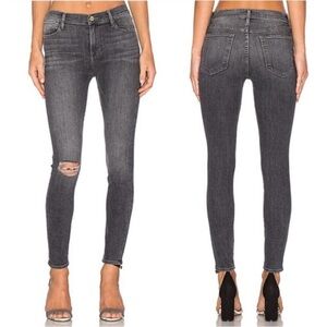 FRAME Le High Skinny Distressed Central Faded Black Gray Wash Women's Size 26